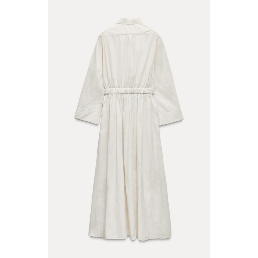 ZARA MIDI SHIRT DRESS Cream Size M & L - Picture 8 of 12